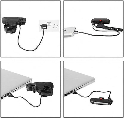 USB Rechargeable Bike Light Set